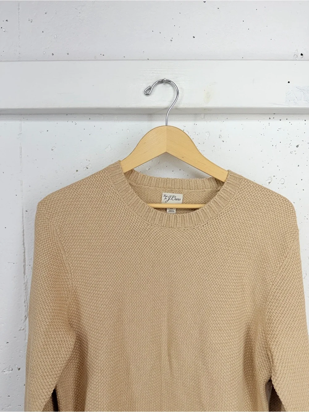 J. Crew Men’s Medium Tan Basket Stitch Cotton Crewneck Sweater NEW
